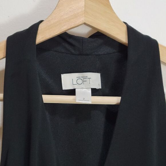 LOFT Ann Taylor Black V Neck Knot Bust Dress - Picture 3 of 8